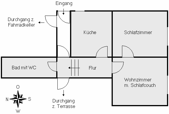 Schematischer Grundriß der Ferienwohnung